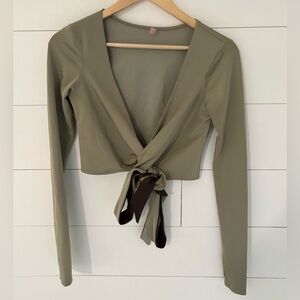 Free People Movement Arabesque Wrap Layer Top Seaweed Green